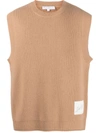 Jw Anderson Logo-patch Sleeveless Vest In Camel