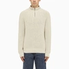 Apc High Neck Cotton Turtleneck Sweater In Beige