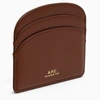 APC A.P.C. BROWN DEMI-LUNE CREDIT CARD HOLDER,PXAWV-F63270LE/M_APC-CAD_100-U