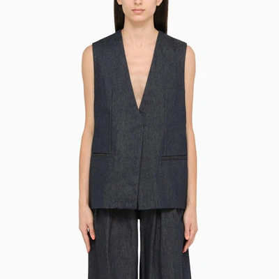 AMIRI AMIRI BLUE COTTON WAISTCOAT,PF23WDF042CO/N_AMIRI-402_323-XS