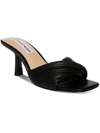Steve Madden Twinkled Womens Faux Leather Square Toe Mule Sandals In Black