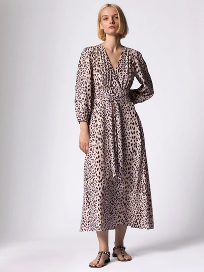 Equipment Leopard-print Midi Dress In Weiss