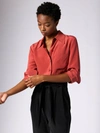 Equipment Quinne Spread-collar Button-down Silk Shirt In Red