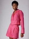 Equipment Beatrix Linen Crop Shirt In Pink