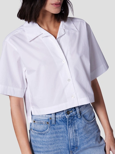 Equipment Salma Crop Button-up Cotton Shirt In White