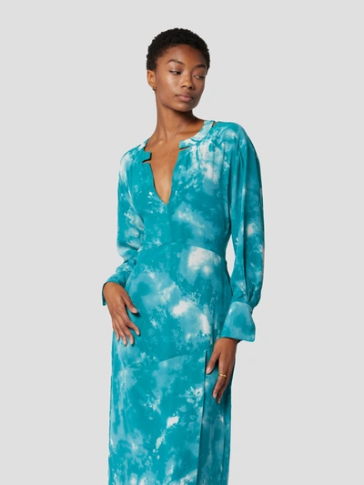 Equipment Tie-dye Print Midi Dress In Spring Teal And Metal