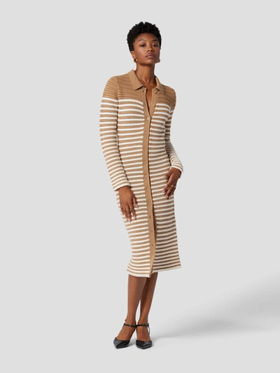 Equipment Beladon Striped Button-down Crochet Dress In Tan