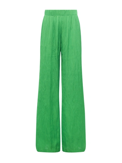 L Agence Lillian Crinkled Satin Wide-leg Pants In Bright Green