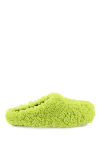 Marni Shearling Mules In Light Lime