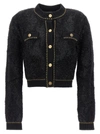 Versace Tweed Series Knit Button-front Sweater In Black