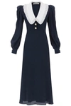 Alessandra Rich Collared Silk-blend Midi Dress