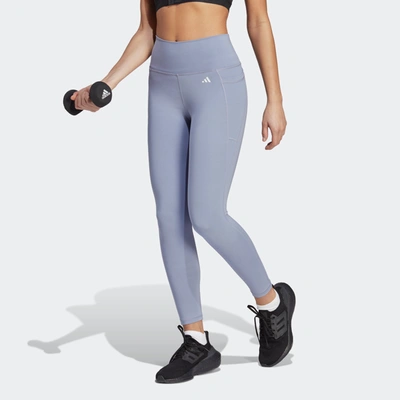 Adidas Originals Women's Adidas Optime Stash Pocket High-waisted 7/8 Leggings In Silver Violet