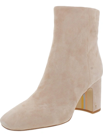 Sam Edelman Fawn Womens Dressy Leather Ankle Boots In Beige