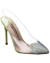 SOPHIA WEBSTER AMORA VINYL & CROC-EMBOSSED LEATHER SLINGBACK PUMP