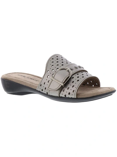 Minnetonka Glynis Womens Embellished Open Toe Slide Sandals In Grey