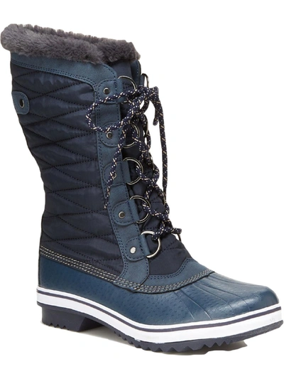 Jbu By Jambu Chilly Womens Leather Faux Fur Lined Mid-calf Boots In Blue