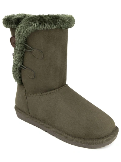 Sugar Marty Womens Faux Suede Cold Weather Winter & Snow Boots In Green