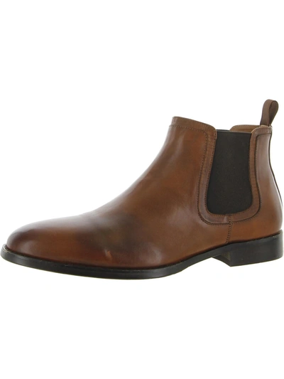 Steve Madden Duke Mens Leather Pull On Chelsea Boots In Light Brown