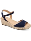 CHARTER CLUB LUCHIA WOMENS CANVAS BUCKLE WEDGE SANDALS