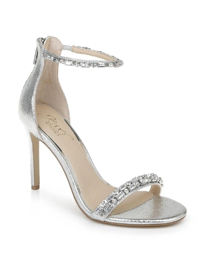 Jewel Badgley Mischka Campbell Womens Jeweled Stiletto Ankle Strap In Silver
