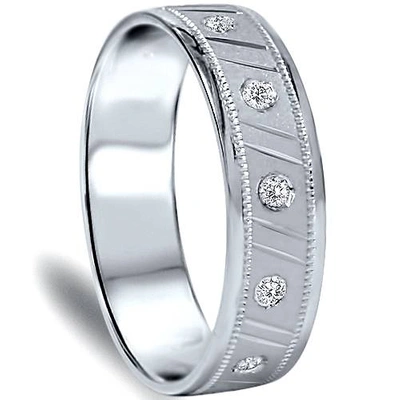 Pompeii3 Mens 1/3ct Si Diamond Comfort Fit Brushed Wedding Band In Silver