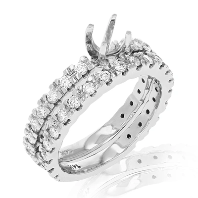 Vir Jewels 1 Cttw Semi Mount Diamond Wedding Bridal Set 14k White Gold Round In Silver