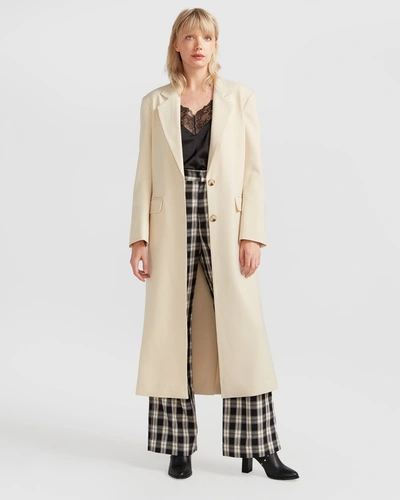 Belle & Bloom Transcendent Asymmetric Split Hem Coat In French Vanilla