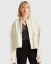 Belle & Bloom Reload Draped Leather Look Jacket In Beige