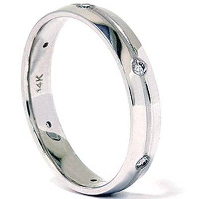 Pompeii3 Mens 14k White Gold Comfort Fit Diamond Wedding Band In Silver