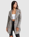 Belle & Bloom Ex-boyfriend Plaid Wool Blend Coat In Grey