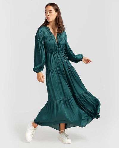 Belle & Bloom Window Seat Tiered Maxi Dress In Green