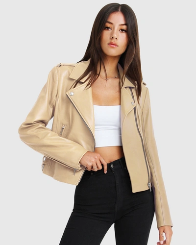 Belle & Bloom Just Friends Leather Jacket In Yellow