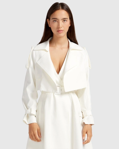 Belle & Bloom Manhattan Cropped Trench In White
