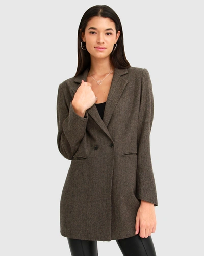 Belle & Bloom Kensington Oversize Double Breasted Wool Blend Coat In Brown