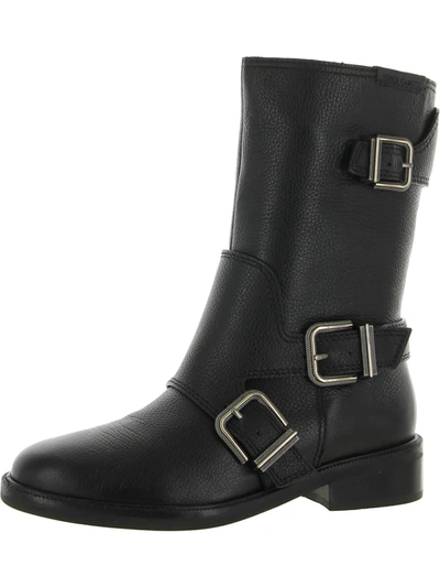 Vince Camuto Alicenta Womens Leather Buckle Mid-calf Boots In Black