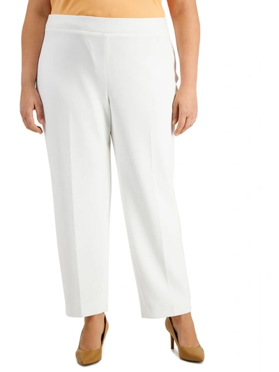 Kasper Plus Size Mid-rise Straight-leg Crepe Pants In White