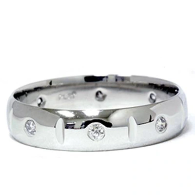 Pompeii3 Mens 950 Platinum Diamond Polished Wedding Ring Band In Silver