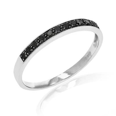 Vir Jewels 1/5 Cttw Black Diamond Wedding Band In .925 Sterling Silver With Milgrain