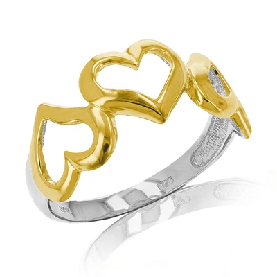 Vir Jewels 3 Hearts Fashion Ring In Yellow Gold Plated Over .925 Sterling Silver