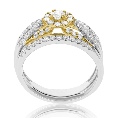 Vir Jewels 7/8 Cttw Diamond Wedding Engagement Ring Set 14k White Yellow Gold Bridal In Silver