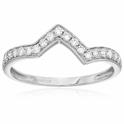 Vir Jewels 1/3 Cttw Diamond Wedding Band For Women, Heartbeat Wave Style Wedding Band In 14k White Gold