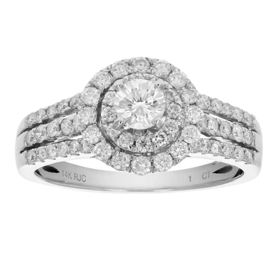 Vir Jewels 1 Cttw Diamond Engagement Ring 14k White Gold Halo Style Round Bridal Wedding In Silver