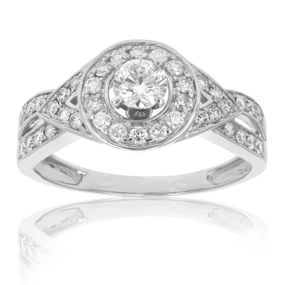 Vir Jewels 3/4 Cttw Diamond Halo Round Wedding Engagement Ring 14k White Gold Bridal Ring In Silver