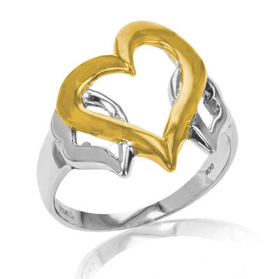 Vir Jewels Three Hearts Fashion Ring In Yellow Gold Plated Over .925 Sterling Silver