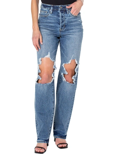 Earnest Sewn Womens Denim Light Wash Straight Leg Jeans In Blue