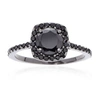 Pompeii3 1 1/2ct Black Diamond Cushion Halo Ring 14k Black Gold In Black