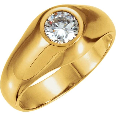 Pompeii3 1.50ct Mens Diamond Solitaire Ring 14k Yellow Gold In Silver
