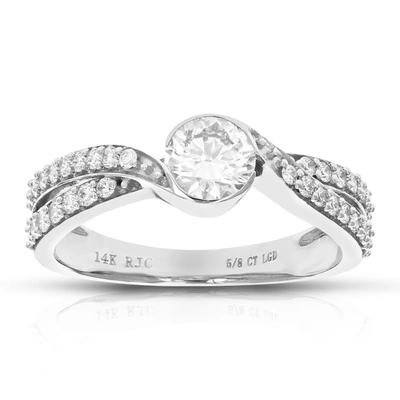 Vir Jewels 5/8 Cttw Round Lab Grown Diamond Engagement Ring 33 Stones 14k White Gold Prong Set 3/4 Inch In Silver