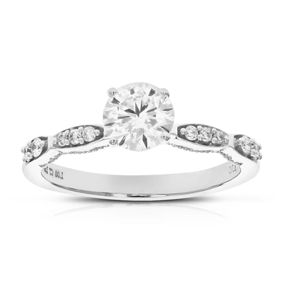 Vir Jewels 1 Cttw Round Lab Grown Diamond Engagement Ring 11 Stones 14k White Gold Prong Set 3/4 Inch In Grey
