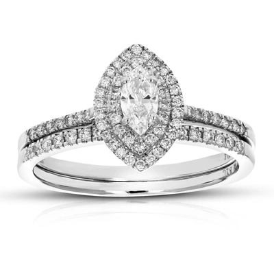 Vir Jewels 1/2 Cttw Marquise Cut Lab Grown Diamond Bridal Set 74 Stones 14k White Gold Prong Set 3/4 Inch In Silver